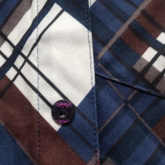Vintage Mossino Silky patterned blue, brown and white with purple buttons mint! - Picture 2 of 4